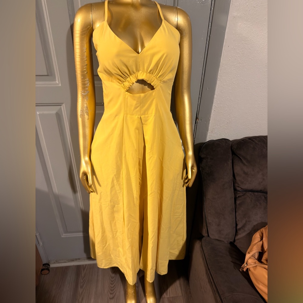 Yellow Cutout Midi Dress - Stylish Women’s Summer Dress